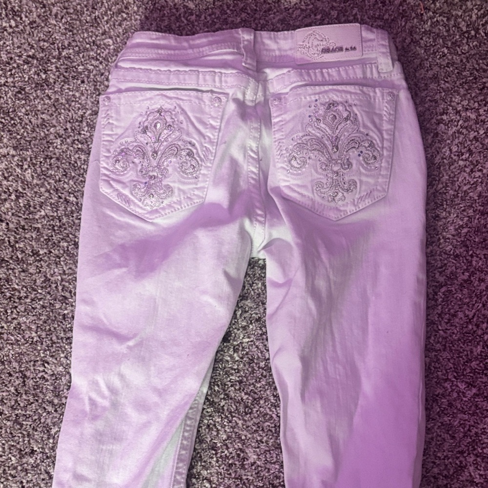 Grace in LA Women's Light Purple Embroidered Jeans